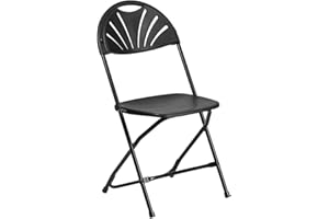 Flash Furniture 8 Pack HERCULES Series 650 lb. Capacity Black Plastic Fan Back Folding Chair