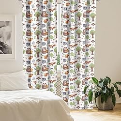 Ambesonne Forest Window Curtains Pack of 2, Doodle