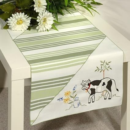 Encantadora cocina Serie "granja" de vaca con - diseño - camino de mesa