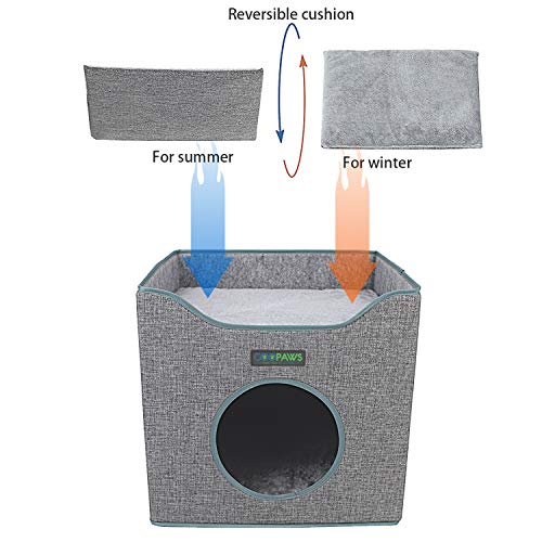 JESPET Foldable Cat Condo, Cat Cube House & Sleeper Bed with Lying