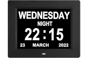 Dementia Clock for Seniors-Large Display Digital Clock with Day and Date for Elderly-Auto Dimmable,Large Number Digital Clock