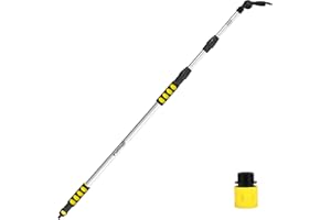 POOPLE 12ft (20ft Reach) Gutter Cleaning Tools from The Ground, Telescoping Rain Gutter Cleaner Tool, 270° Rotatable Gutters Cleaning Wand, Gutters Cleaning Hose Attachment & Connection Adapter