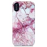 iPhone X Case for Girls/iPhone Xs Case, GOLINK Marble Series Slim-Fit Ultra-Thin Anti-Scratch Shock Proof Dust Proof Anti-Finger Print TPU Gel Case for iPhone X/iPhone Xs - Pink Line Marble