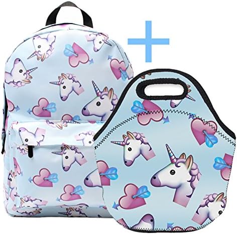 Backpack And Lunch Bag Set For Girls, SWYIVY Unicorn Backpack Girls with Lunch bag (Blue)