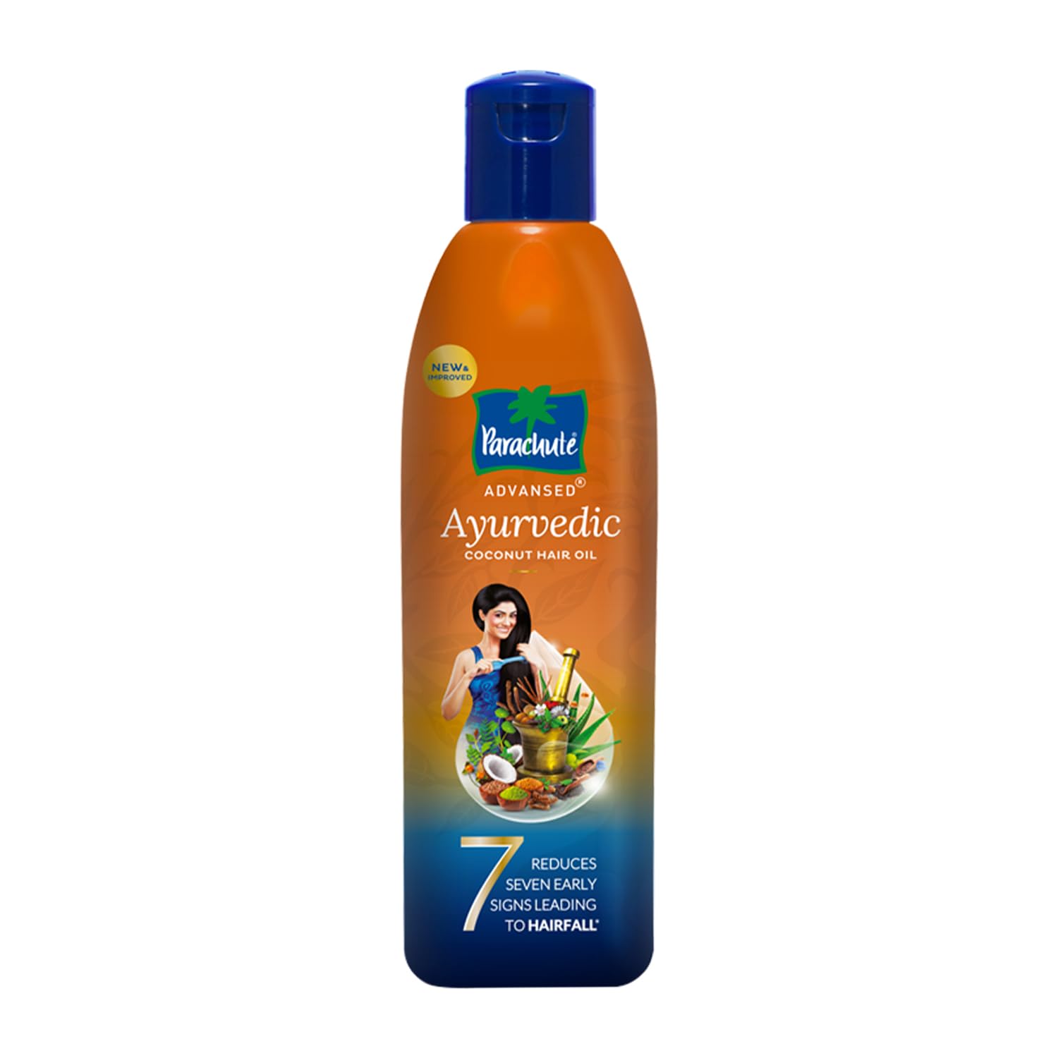 Parachute Advansed Ayurvedic Coconut Hair Oil | 25 Natural Ingredients to Control Hair Fall, Loss, and 7 Major Problems | Helps in Headache Relief | 190 ml