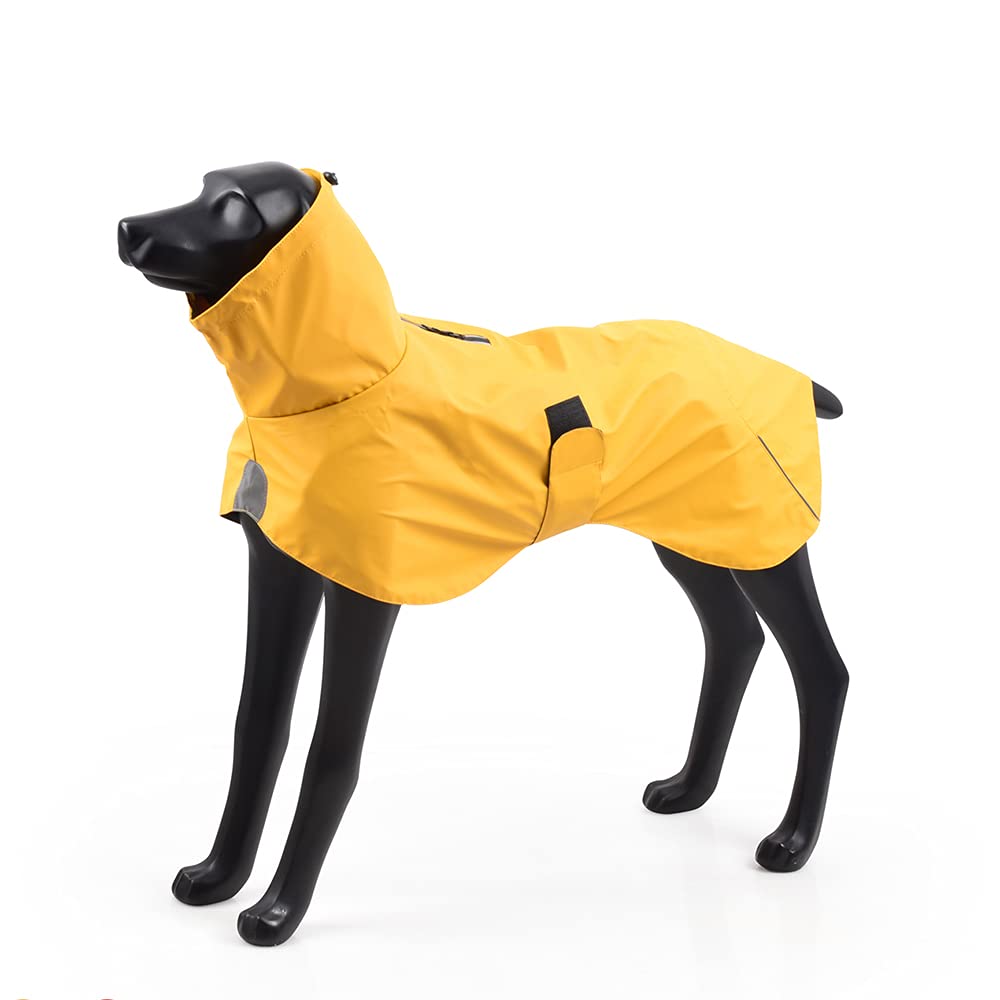 BlackDoggy Waterproof Pet Raincoat with Reflective Trim, Lightweight Durable PU, Adjustable Outdoor Jacket for Dogs, Easy On/Off (Small, Yellow)