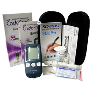 Codefree Blood Glucose Monitor/Monitoring Test/Testing Kit Starter Pack – in mgdL/L (1 x Starter Pack, Yes I am diabetic)