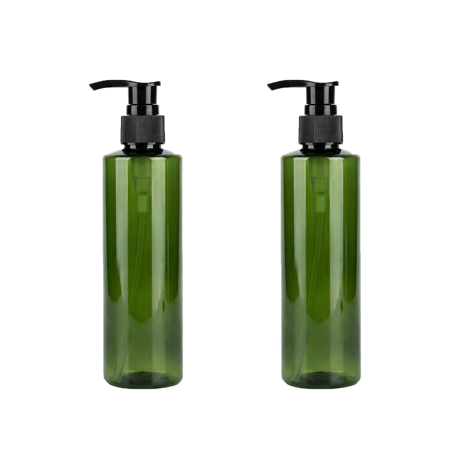 2PCS 250ml/8oz Plastic Pump Bottles Plastic Refillable Bottles with Black Pump Empty Makeup Cosmetic Toiletries Containers for Shampoo Hair Conditioner Shower Gel Hand Wash Lotions Dispensers (Green)