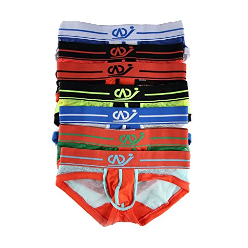 SILKWORLD Men's Underwear Mesh Low Waist Breathable Brief Pack Of 7 US M Asian Tag L