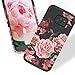 RabeMall Samsung Galaxy S7 Edge Case Unique Pretty Flowers for Girls/Women Anti-Fingerprint Three Layer High Impact Resistant Hybrid Shockproof Protective Cover,Floral Black