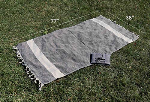 Bazaar Anatolia Diamond Turkish Towel 100% Cotton Peshtemal Bath Towel 77x38 Thin Lightweight Travel Camping Bath Sauna Beach Gym Pool Blanket Fouta Bridesmaid Gift Quick Dry Towels (Black)
