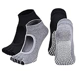 2 Pairs Toeless Yoga Socks Non-Slip Grips for