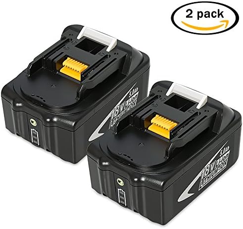 NeBatte 18V 5.0ah 2 Pack BL1850B Replacement Battery with LED Indicator for Makita 18V LXT BL1850B BL1830 BL1840 BL1820 BL1815 LXT-400 194204-5
