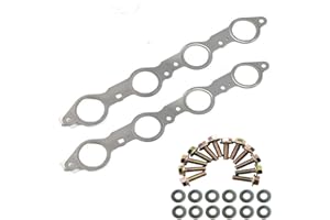 DSkoiph 12617944 Exhaust Manifold Gasket Bolts Kit Compatible with Silverado Sierra Suburban 1500 2500 HD Yukon CTS Escalade MLS LS LQ LM7 4.8L 5.3L 5.7L 6.0L 6.2L (Manifold Gaskets with Bolts)