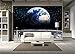 GREAT ART Wallpaper Planet Earth Wall Decoration World Universe Poster Space Cosmos Mural Globe Stars Moon (132.3 x 93.7 Inch/336 x 238 cm)