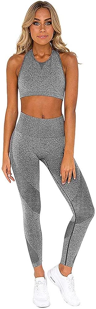 Hotexy Women's Workout Sets 2 Pieces Suits High Waisted Yoga Leggings with Stretch Sports Bra Gym Clothes: Clothing