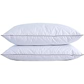 puredown® Goose Feathers and Down Pillow with Diamond Quilting with 100% Cotton Cover, Pack of 2, King Size