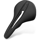 BUCKLOS Comfortable Vacuum Leather Bike Saddle with Cr-Mo Rail for Mountain | Comfort Waterproof Bike Saddle With Cr-Mo Rail Support, Hollow Airflow Vent, Ergonomic Design, Suit For Most Bike Types