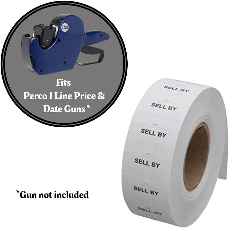 Perco"Sell by" 1 Line Labels - 4 Sleeve, 32, 000 Sell by Labels for Perco 1 Line Date Guns - Bonus Ink Roll : Office Products