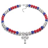 16 Inch Baseball Necklaces for Boys, 18-20 Inch Baseball Necklace, Rhinestone Baseball Bead Necklace, Baseball Cross Necklace for Men, Adjustable Baseball Drip Bling Necklace for Baseball Team Lovers