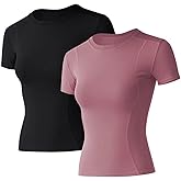Loovoo Women Workout Shirts 1/2/3 Pack Athletic Compression Tee Dry Fit Yoga Gym Basic Tops