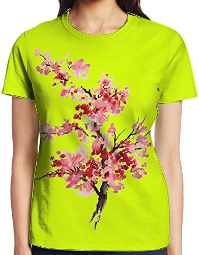 JiedaohO Ms. Special Flower Ink Pattern Simple Short-Sleeved T-Shirt