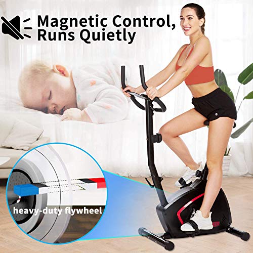 ANCHEER-Magnetic-Upright-Heimtrainer-Indoor-Cycling-Bike-mit-APP-Anschluss-10-Level-Widerstand-Super-Quiet-Stationaeres-Bike-fuer-Cardio-Training-zu-Hause-mit-verstellbarem-Sitz-Monitor-Raedern