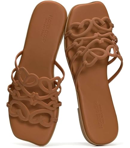 Amazon.com | Eusibb Brown Flat Sandals for Women 2026 Luxury Open Toe Dressy Slip On Sandals Comfortable Slides for Summer