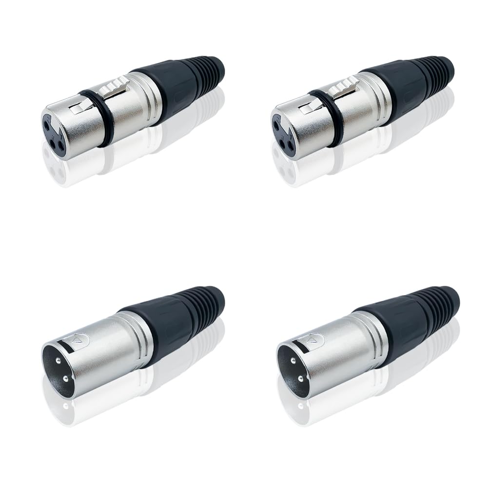 iYueMps 2 Set 3Pin XLR Solder Type Microphone Line Plug Connector Mic Audio Socket (2 x Female + 2 x Male)