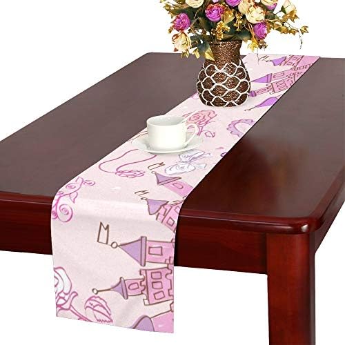 WHIOFE Castle Fairy Tale Knight Prince Princess Romance Animation Table Runner, Kitchen Dining Table Runner 16 X 72 Inch for Dinner Parties, Events, Decor