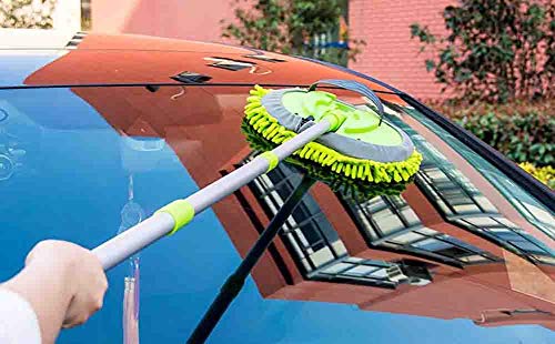 Portable Car Washing Cleaning Rotating Mop with Long Green Aluminum Alloy Handle