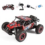 BigSmyo 2.4Ghz 4CH High-Speed Remote Control Truck 1:16 Alloy Shell Monster Truck Off Road RC Car Rock Off-Road Vehicle 1:16 Alloy Shell Monster Truck Rechargeable Buggy Vehicle (Red)