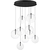 ET2 Lighting E25077-18BK Global - 1.8W 9 LED Pendant-8 Inch Tall and 22.25 Inch Wide, Finish Color: Black