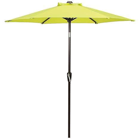 Domi Outdoor Living Patio Umbrella 7 Outdoor Table Market Umbrella With Push Button Tilt Crank 6 Ribs Light Green Amazon In Garden Outdoors