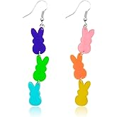 Ymimanchil Easter Earrings for Women Easter Bunny Earrings Easter Eggs Rabbit Carrot Earrings Acrylic Easter Dangle Drop Earrings Easter Jewelry Gifts