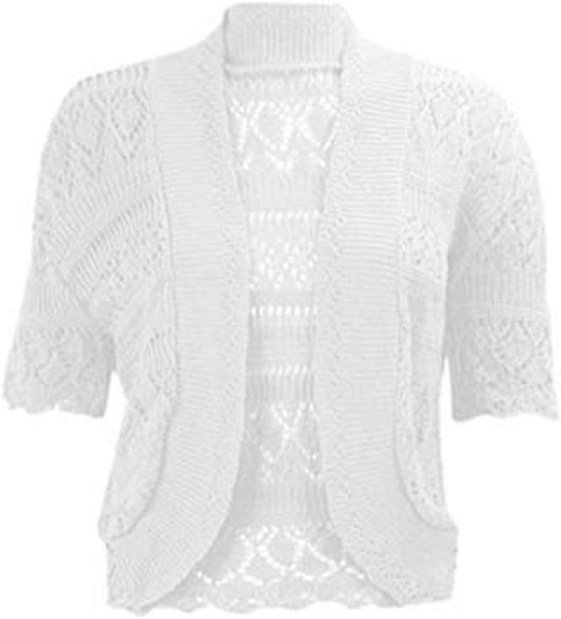 GenericWomen's Crochet Knitted Bolero Shrug Open Front Cardigan Top Size. UK 16-30
