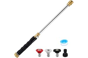 High Pressure Hose Nozzle for Garden, Heavy Duty Metal Jet Nozzle Power Washer Wand with 3 Spray Tips, Pressure Washer Hose A