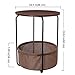 Lifewit Round Side Table End Table Industrial Coffee Table Nightstand with Storage Basket, Wood Look Accent, 18.9 × 18.9 × 23.6 in