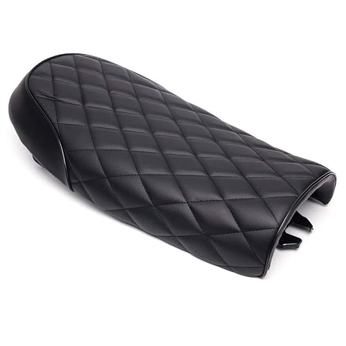 KEEPDSGN Universal Cafe Racer Motorcycle Seat – Flat Brat Style Saddle For Yamaha SR, Honda CB, Suzuki GS – Black Synthetic Leather
