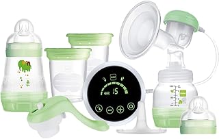 MAM 2in1 Milchpumpe, Flexible Nutzung als Handmilchpumpe oder als elektrische Milchpumpe, Pumpe für Muttermilch mit leichter Handhabung, grün