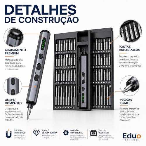 Mini Parafusadeira Elétrica Recarregável Genérico 3.6V - Kit 32 Bits + Bateria Lítio 1300mAh - Reversível Portátil LED - Ideal Móveis Montagem Uso Doméstico Profissional