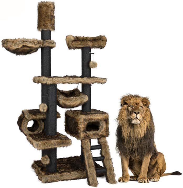GBY Cat tree cat climbing frame, solid wood large luxury cat villa, cat frame cat nest integrated sky pillar, high-end cat supplies, suitable for indoor use, up to 270cm, 270 * 90 * 60cm