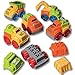 PREXTEX Set of 6 Friction Powered Toy Cars Take-Apart Construction Vehicle Playset for Kids Building Blocks - Great Birthday Gift Toy Set for Boys & Girls or for Christmas Stocking Stuffers