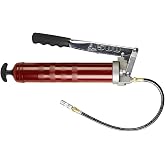 Alemite 500-E Lever Action Grease Gun, Professional Series, 18" Flexible Hose, 16 oz or 24 oz Capacity, up to 10,000 psi Pressure, Rugged Aluminum Head, Vinyl Grip, 3 Way Loading, Bleeder Valve