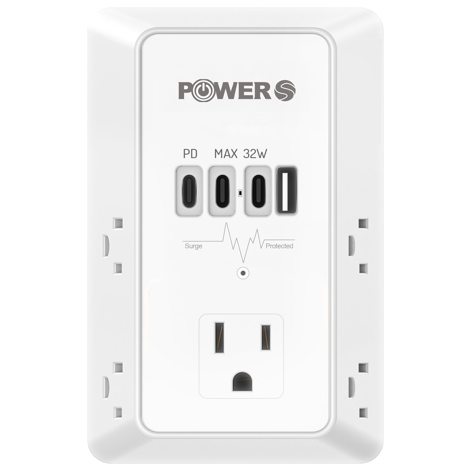 Photo 1 of 20W PD Fast Charging Wall Outlet with USB Ports (3C1A), Electrical Outlet Extender, Surge Protector, Wall Plug Adapter for Multiple Devices, Wall Socket Expander