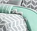 Intelligent Design Nadia Duvet Casual Vibrant Chevron Design, All Season Trendy Comforter Cover Bedding Set with Matching Sham, Decorative Pillow, Full/Queen, Aqua 5 Piece