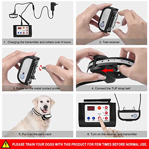 Beinhome Upgraded 2 in 1 Dog Training Collar Sound Vibration & Static Shock Collar & Outdoor Wireless Dog Fence Pet Containment System Kit