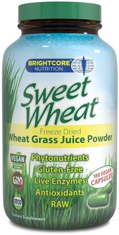 Brightcore Nutrition Sweet Wheat Organic Wheat Grass Juice Powder, 180 Caps by Brightcore Nutrition