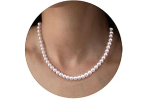 AGWOLF Dainty Pearl Necklaces for Women 14K Gold/Silver Plated OT Clasp Pearl Necklace Shining Twisted Rope Cuban Choker Toggle Clasp Necklaces Minimalist Vintage Paper Clip Link Chain Necklace Handmade Jewelry Gifts