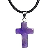 Togous Amethyst Cross Necklace for Women, Christian Gifts for Men, Crystal Cross Pendant Necklace, Inspirational Easter Religious Gifts for Woman, Simple Jewelry Gift